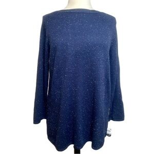 NWT Womens Plus Karen Scott Curved Hem Heather Blue Sweater